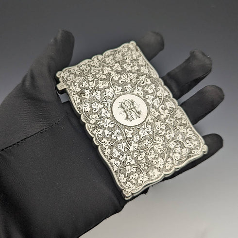 1887年 英国アンティーク 純銀製カードケース 46g Frederick Marson